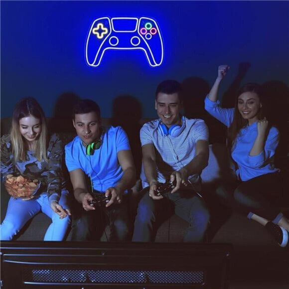 Gamer Neon LED Sign Game Controller Room Decor Gaming Console System Retro Blue - Picture 6 of 8